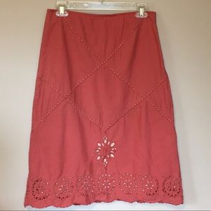 Anthropologie Odille cotton cutout skirt